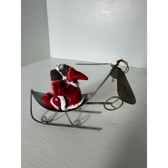 Santa Claus Metal Sled Ornament With Propeller Design - Picture 4 of 7